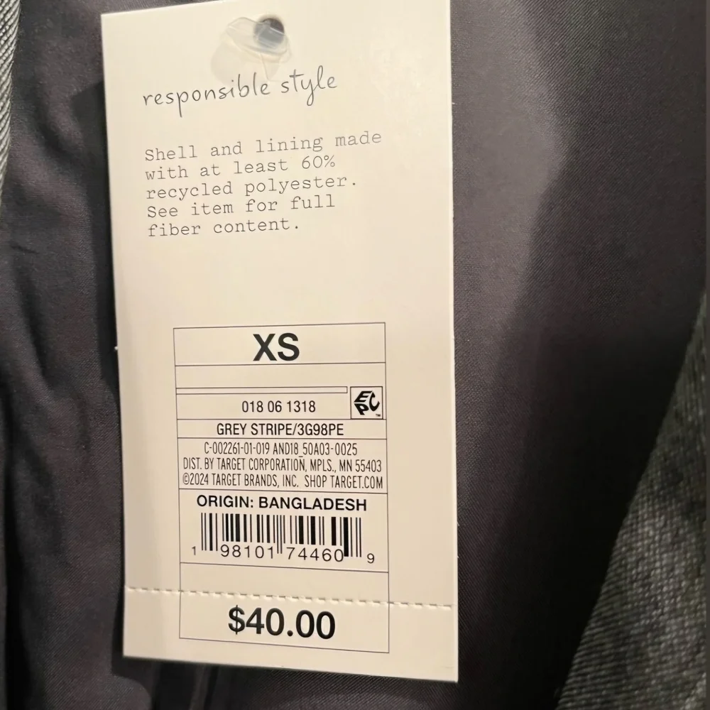 a new day Women's Charcoal Pinstripe Blazer Sz XS- NWT - Picture 4 of 5